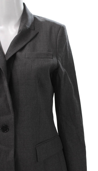 Theory Womens Gray Wool Blend Button Blazer Size 10