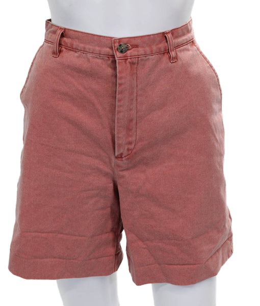 Murrays Toggery Shop Women Bermuda Shorts Red Cotton Button Size S