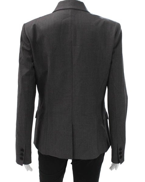 Theory Womens Gray Wool Blend Button Blazer Size 10