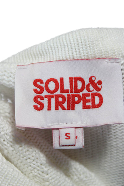 Solid & Striped Womens Shrug Sweater White Geometric Long Sleeve Size S