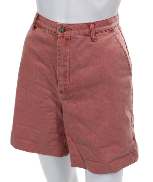 Murrays Toggery Shop Women Bermuda Shorts Red Cotton Button Size S
