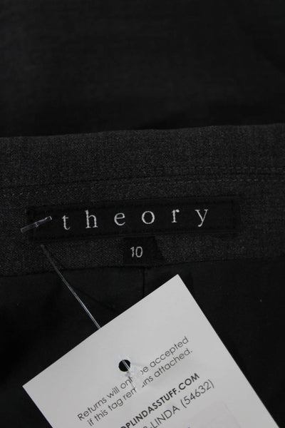 Theory Womens Gray Wool Blend Button Blazer Size 10