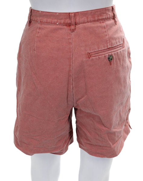 Murrays Toggery Shop Women Bermuda Shorts Red Cotton Button Size S