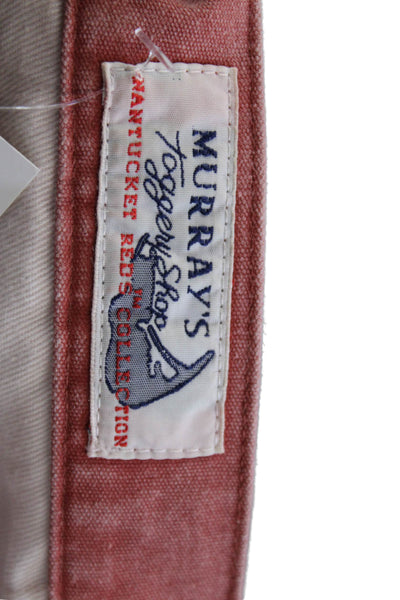 Murrays Toggery Shop Women Bermuda Shorts Red Cotton Button Size S
