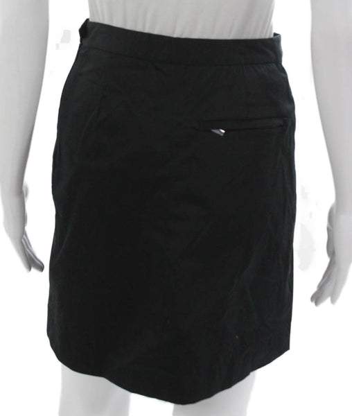 Ralph Lauren Womens Straight Pencil Skirt Black Cotton Button Mini Size S