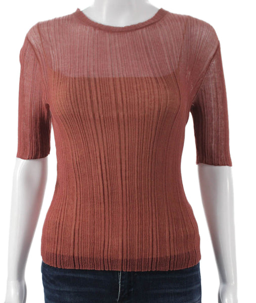 Vince Womens Basic Cotton Crew Neck Short Sleeve T-Shirt Brown Size XS