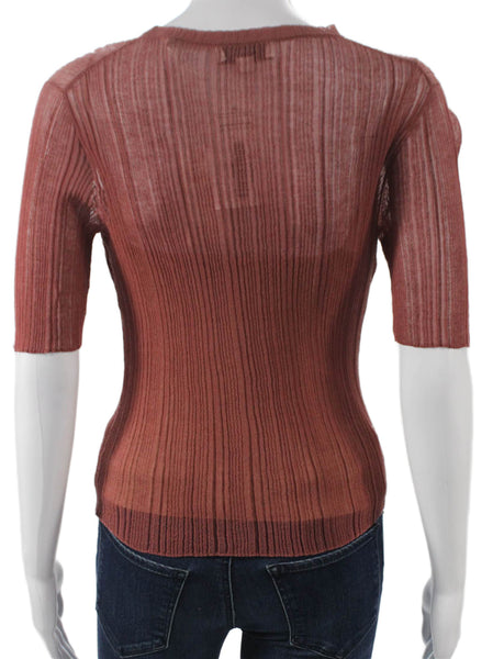 Vince Womens Basic Cotton Crew Neck Short Sleeve T-Shirt Brown Size XS