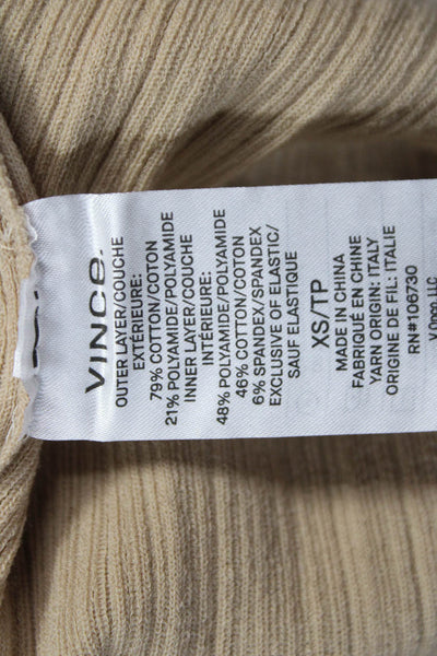 Vince Womens Basic Cotton Crew Neck Short Sleeve T-Shirt Brown Size XS