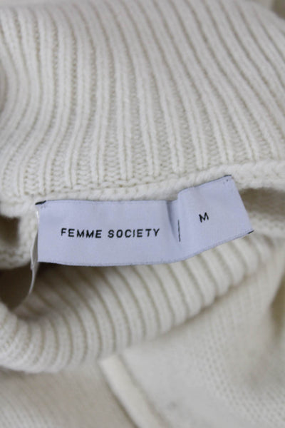 Femme Society Women Ivory Wool Turtleneck Pullover Sweater Long Sleeve Size M