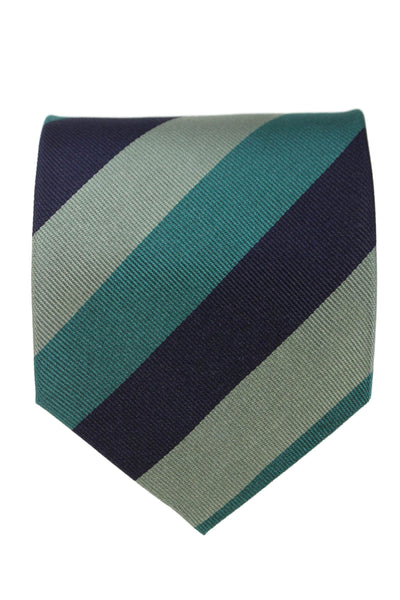Marco Azzali Mens Striped Print Classic Tie Green Navy