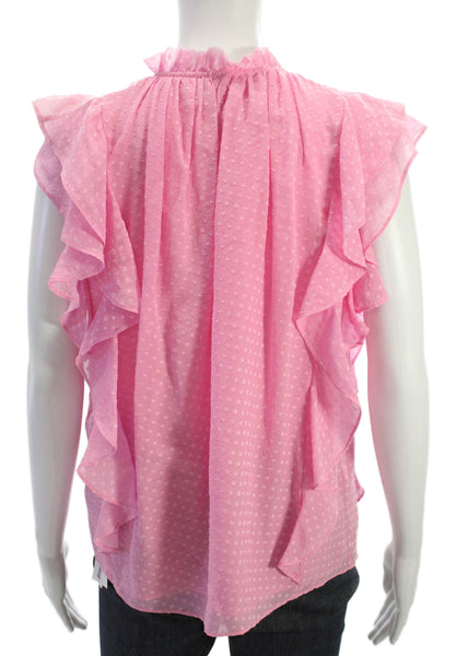 Generation Love Womens Polka Dot High Neck Short Sleeve Blouse Pink Size 3