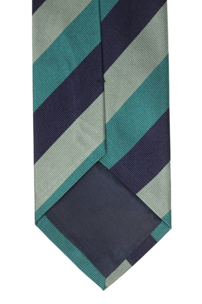 Marco Azzali Mens Striped Print Classic Tie Green Navy