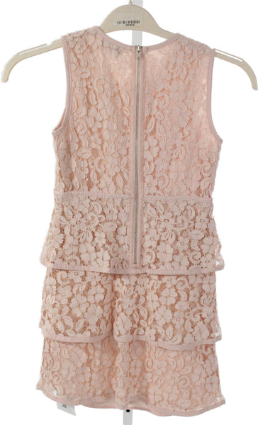 Bardot Junior Childrens Girls Lace Tiered A Line Dress Pink Size 10