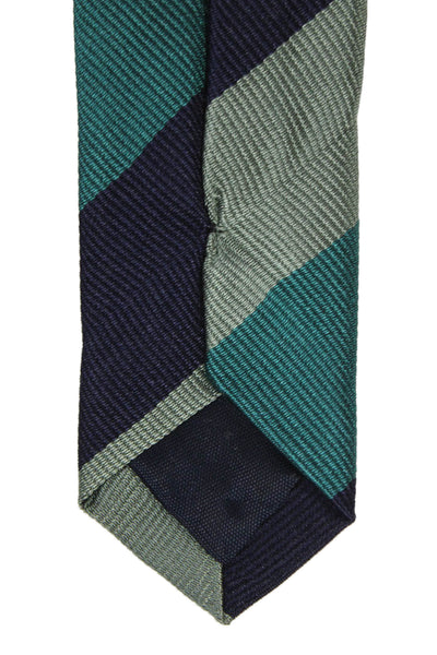 Marco Azzali Mens Striped Print Classic Tie Green Navy