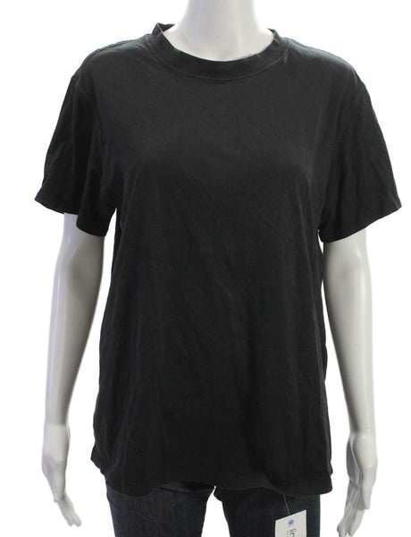 Lululemon Women Black Cotton Blend Basic T-Shirt Short Sleeve Crew Neck Size M