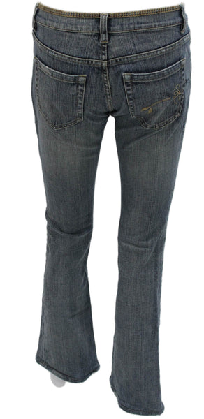 Elie Tahari Women Bootcut Jeans Blue Floral Denim Mid Rise Button Size 26