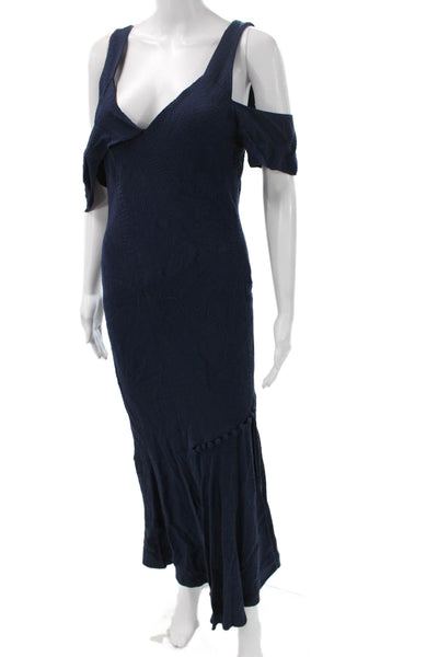 Prabal Gurung Womens Mermaid Dress Blue V-Neck Sleeveless Long Zip Size S