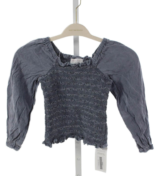 Bella Dahl Girl Childrens Girls Smocked Long Sleeves Blouse Blue Size 10