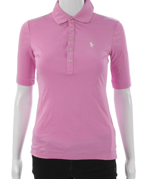 Polo Golf Ralph Lauren Women Pink Collared Cotton Short Sleeve Polo Size 2XS