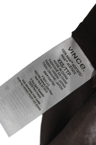 Vince Womens Basic Cotton Sleeveless Round Neck Brown Blouse Size 2XS