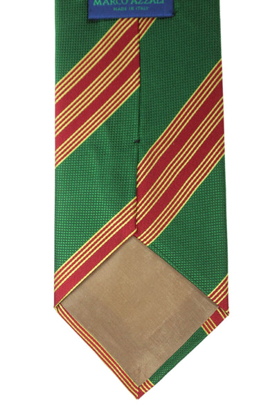 Designer Mens Striped Print Classic Tie Green Red Yellow
