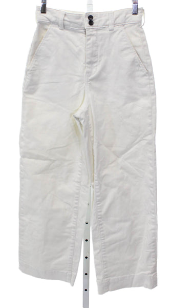 Everlane Women Cropped High Rise Organic Cotton White Pants Size 0