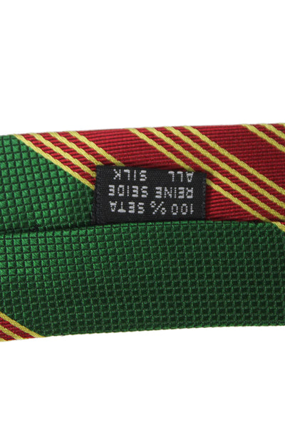 Designer Mens Striped Print Classic Tie Green Red Yellow