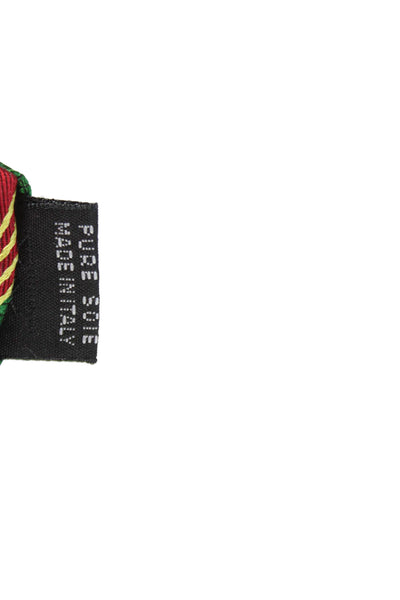 Designer Mens Striped Print Classic Tie Green Red Yellow