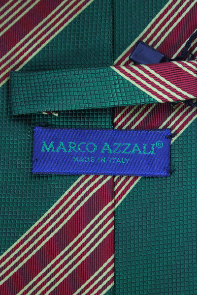 Designer Mens Striped Print Classic Tie Green Red Yellow