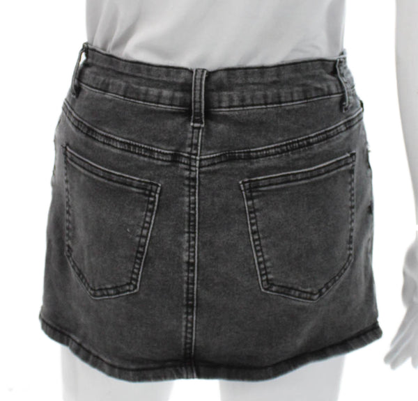 Edikted Womens Gray Denim Mini Skirt Button Size XS