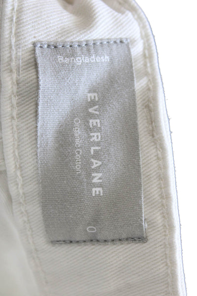 Everlane Women Cropped High Rise Organic Cotton White Pants Size 0