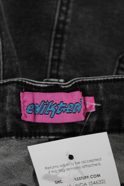 Edikted Womens Gray Denim Mini Skirt Button Size XS