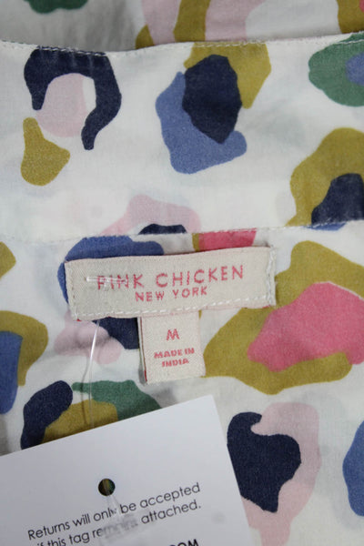 Pink Chicken Womens Wrap Dress Multi Animal Print V-Neck Short Sleeve Size M