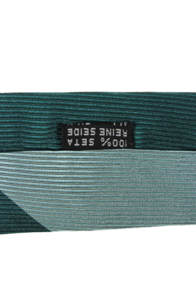 Marco Azzali Mens Striped Print Classic Tie Blue Green