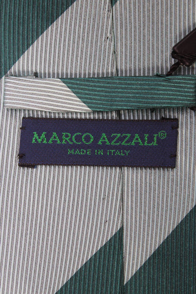 Marco Azzali Mens Striped Print Classic Tie Blue Green