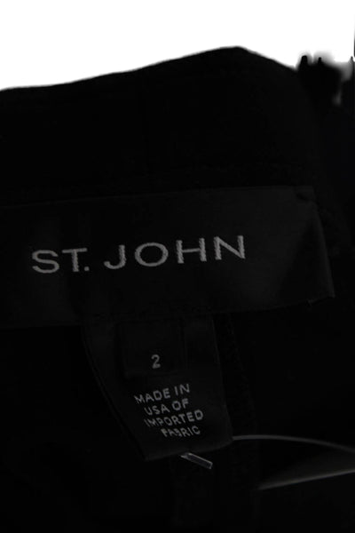 St. John Womens Ankle Pants Black Wool Zip Size 2