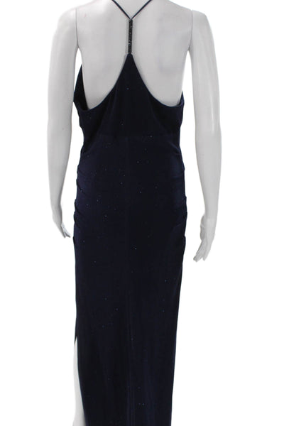 Laundry by Shelli Segal Women Maxi Dress Blue V Neck Sleeveless Size 10