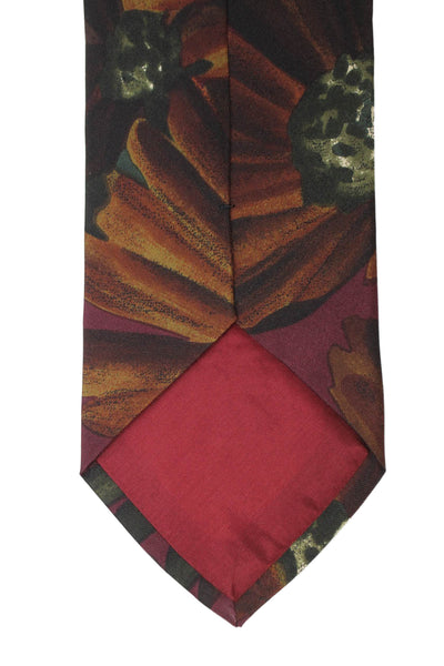 Marco Azzali Mens Floral Print Classic Tie Burgundy