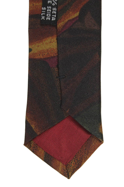 Marco Azzali Mens Floral Print Classic Tie Burgundy