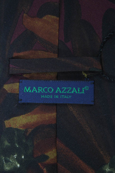 Marco Azzali Mens Floral Print Classic Tie Burgundy
