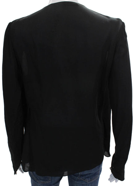Wes Gordon Womens Black Cowl Neck Tunic Long Sleeve Polyester Blend Size S
