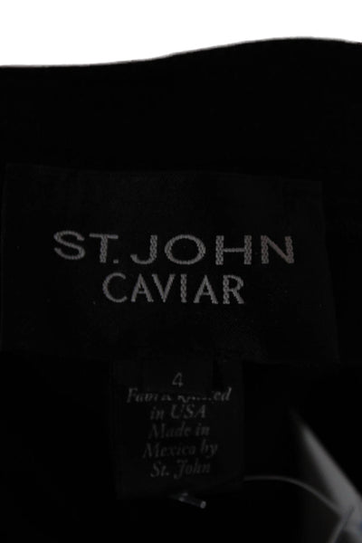 St. John Caviar Women Dress Pants Wool Blend Black Zip Size 4