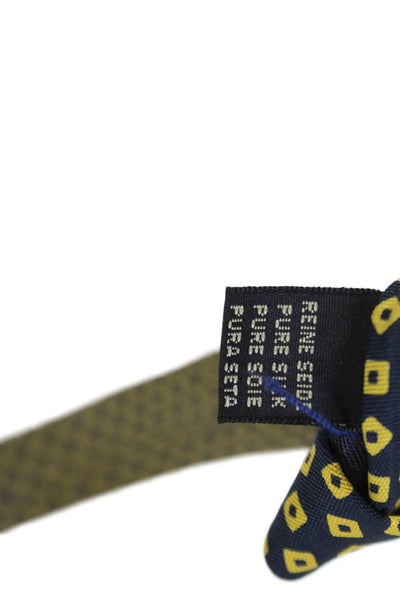 Designer Mens Silk Geometric Print Classic Tie Black Yellow