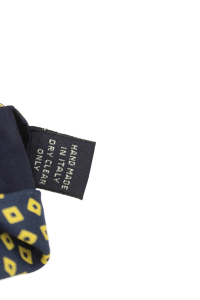 Designer Mens Silk Geometric Print Classic Tie Black Yellow