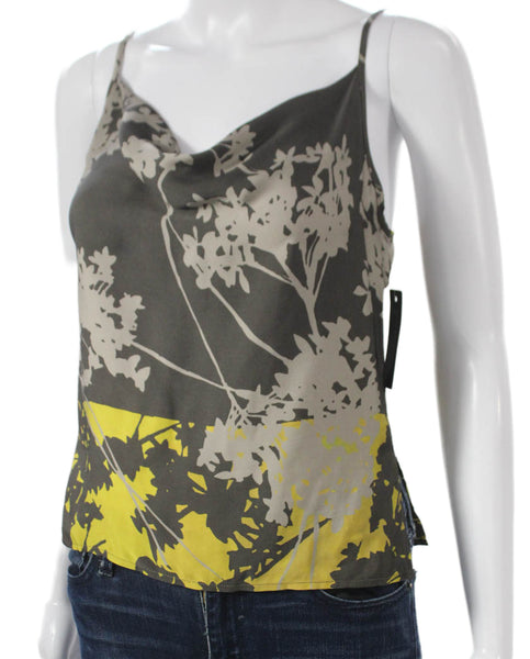 Theo Women Camisole Floral Cowl Neck Multicolor Rayon Sleeveless Size XS