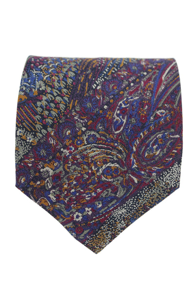 Designer Mens Silk Abstract Print Classic Tie Purple