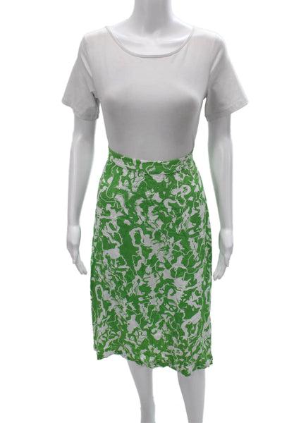 Ichi Women Geometric Viscose Straight Pencil Skirt Knee Length Green Size 38