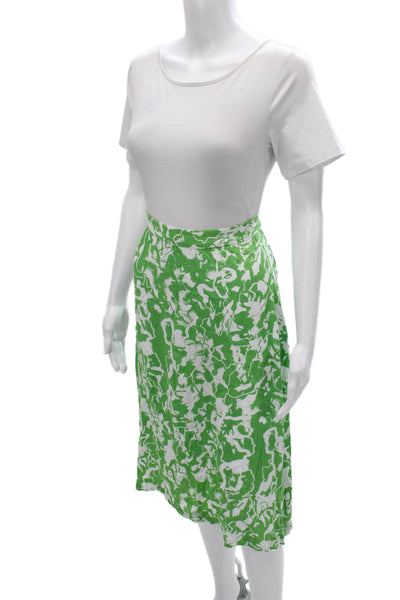 Ichi Women Geometric Viscose Straight Pencil Skirt Knee Length Green Size 38