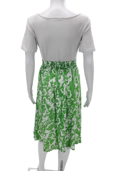 Ichi Women Geometric Viscose Straight Pencil Skirt Knee Length Green Size 38
