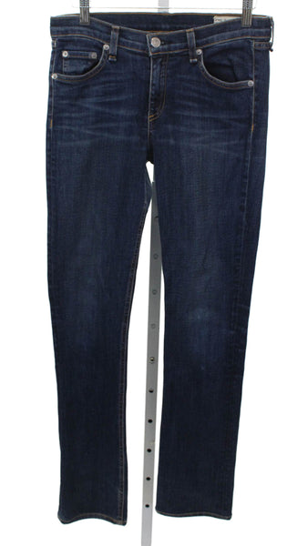 Rag & Bone Jean Womens Straight Blue Jeans Low Rise Button Size 28